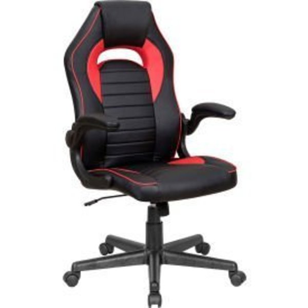 Global Equipment Interion® Antimicrobial Racing Chair, Black/Red HX-81091H-6